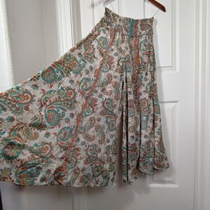 Karma Highway Wide Leg Pant With Stretch Waistband Paisley Multicolor One size